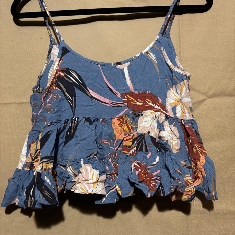Patrons of Peace size small floral cropped tank top.